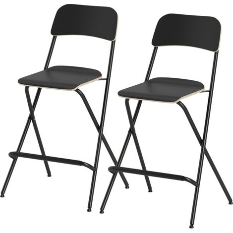 Tabouret de bar pliable ensemble de 2 avec structure en métro robuste - Assise confortable pour cuisine et salle à manger - Design moderne et fonctionnel couleur noir (1/5)