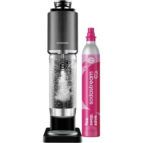 Máquina de agua con gas - SODASTREAM - Fresh Plus - indicador de CO₂ - botella 1 L - negra (1/5)
