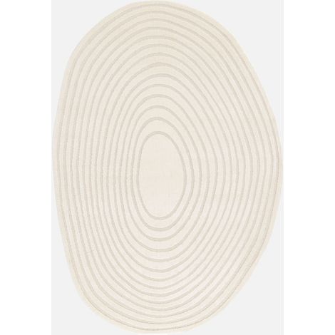 Tappeto interno forma di ciottolo motivo circolare crema (1/5)