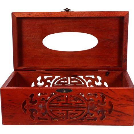 Boîte à Mouchoirs en Palissandre 22x12x8,5 Cm Porte-Serviettes Artisanal pour Bureau et Salon Décoration Naturelle (1/5)