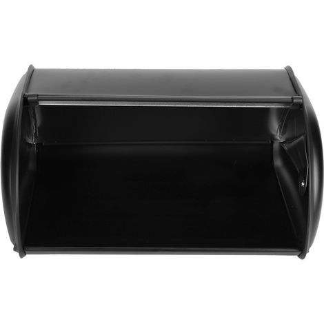 Boîte à pain, panier à pain, plateau de rangement, étagère à pain en acier inoxydable noir pour la cuisine (1/5)