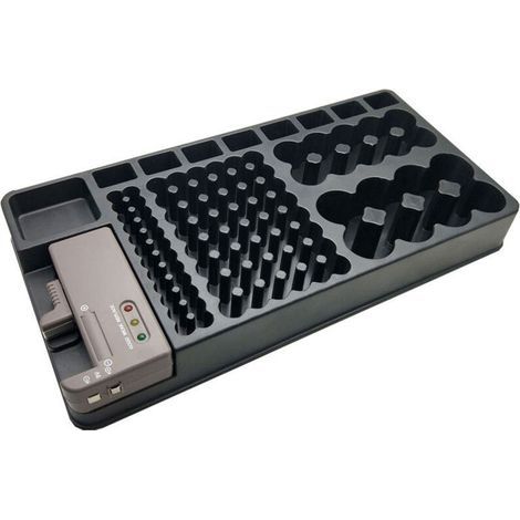 Boîte de Rangement Pour Piles - Capacité 98 Piles AA, AAA, 9V, C, D et Piles Bouton - Organisateur de Piles - Accrochable au Mur ou Tiroir - Avec Testeur de Piles Intégré - 35 x 17 CM - Noir (1/5)
