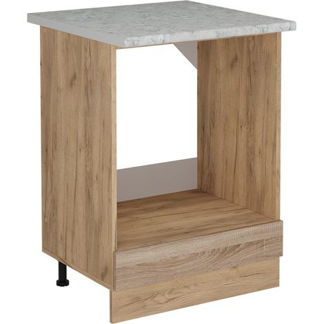 Herdumbauschrank  R-Line, Sonoma, 60 cm AP Marmor, Vicco