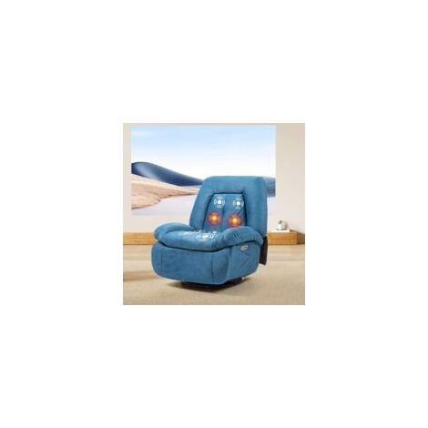 Fauteuil de massage électrique relaxant, chauffage vibrant, pivotant, ports Type-C et USB, poche latérale, inclinable pour TV et salon, bleu
