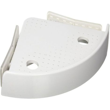 Support de rangement triangulaire pour salle de bain, Etagère d'angle avec bouton poussoir, sans percer, 24.5 x 4.5 x 24.5 cm (1/5)
