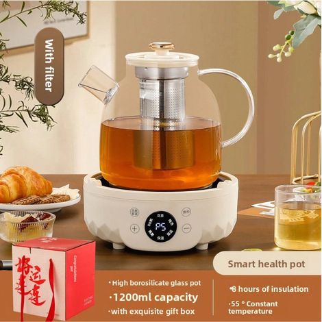 Bouilloire électrique en verre trempé 220V, pot de santé multifonctionnel pour maison et bureau, théière à fleurs, cadeau idéal (1/3)