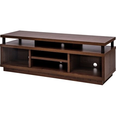 Iris Ohyama, Meuble TV, Meuble tele, Banc TV, Support télévision pour ecran jusqu'à 55 pouces, 5 Etagères, Sortie-câbles, Contemporain, Chambre, Salon - TV Cabinet Middle OTS-125M - Marron