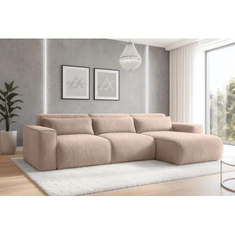 AX LIVING Wohnlandschaft mit Schlaffunktion Ruyam Beige Sofa 310 cm R