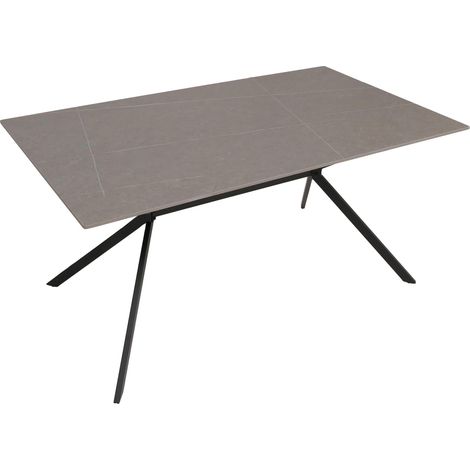 [NEUWERTIG] Esszimmertisch HHG-208, Esstisch Sinterstein Metall, Marmor-Optik 160cm grau