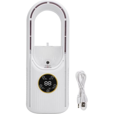 Ortviai Ventilateur de bureau sans pale avec minuterie, humidification et lumières colorées – USB rechargeable, batterie intégrée 3000 mAh (1/5)