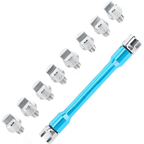 Motorrad-Speichenschlüssel-CNC-Schlüsselsatz 5,0–6,8 mm, Länge 93 mm/3,7 Zoll, passend für die meisten Motorräder (Blau) (1/5)