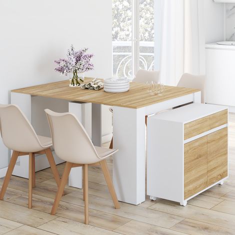 Mesa de comedor extensible ORLANDO para 6 personas, 140 cm, madera blanca imitación haya (1/5)