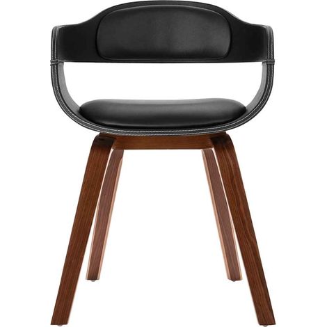 vidaXL Silla de comedor de madera curvada y cuero sintético (1/2)