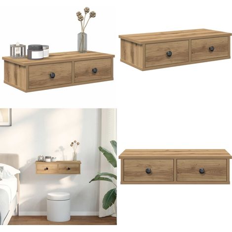 Wandregal mit Schubladen Artisan-Eiche 60x28x15cm Holzwerkstoff - Schubladenregal - Holzregal (1/5)
