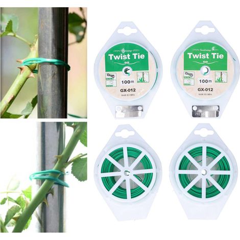 Set mit 2 Bindebändern für Kletterpflanzen im Garten (je 100 m), mit Befestigungssystem und Kabelorganisator. (1/5)