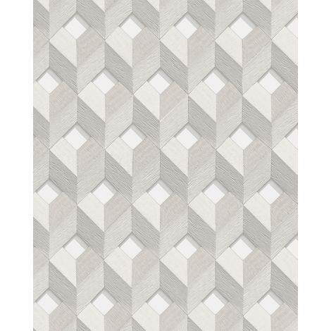 Papier peint 3D Profhome DE120131-DI papier peint intissé gaufré à chaud gaufré avec un motif de losanges brillant blanc gris-clair 5,33 m2 (1/3)