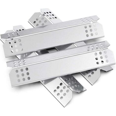 Set mit 4 universellen Hitzeverteilern (38,1 cm), universellen Aromaschienen-Ersatzteilen, kompatibel mit den meisten Gasgrillmodellen und Grillplatten (Edelstahl)