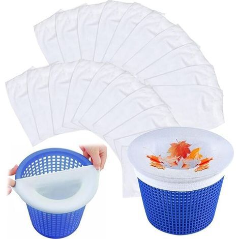 20 Pièces Chaussette Skimmer Piscine, Réutilisable Chaussettes Filtre Piscine, Pool Skimmer Socks, Accessoires de Piscine pour Écumoire (1/4)