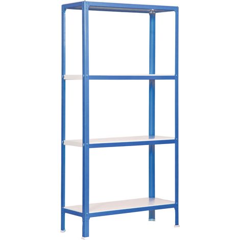 SIMON HOME Étagère 4 étagères en métal sans vis (160x80x30cm) BLEU et BLANC (1/5)