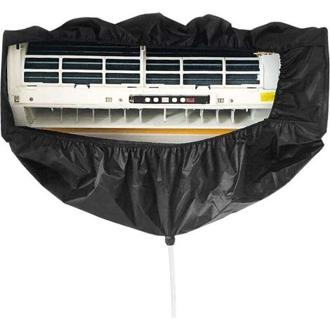 Split Air Conditioner Cleaning Cover with 2.5 m Water Hose and Drain Outlet, Double-Sided Support Plates, Waterproof Panels, Wall-Mounted Air Conditioner, Black (1/4)