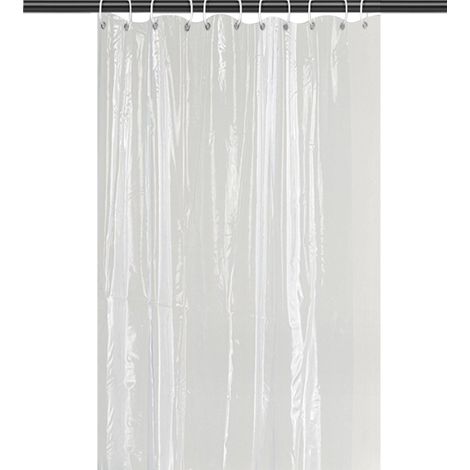 Rideau de douche transparent et résistant 178 x 178 cm avec 3 aimants en bas, doublure lestée en PEVA épais sans PVC, rideau de douche en plastique transparent imperméable pour salle de bain (1/5)