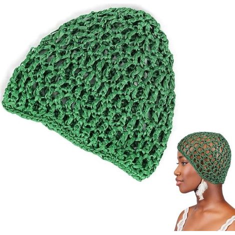 Filet à cheveux crocheté – Vert – Bonnet de nuit – Respirant – Fait main – Femmes et filles (1/5)