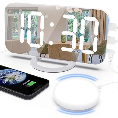 Réveil ultra-puissant avec fonction vibration, idéal pour les gros dormeurs double réveil à vibration chargeur USB inclus. (1/5)