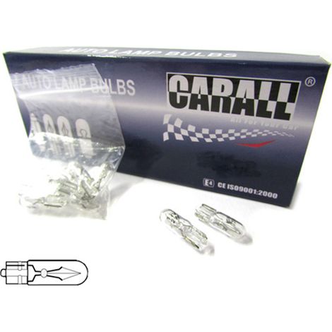 Set 10 lampade alogene T5 W2W 12V 2W W2x4,6d per cruscotto e luci interne auto