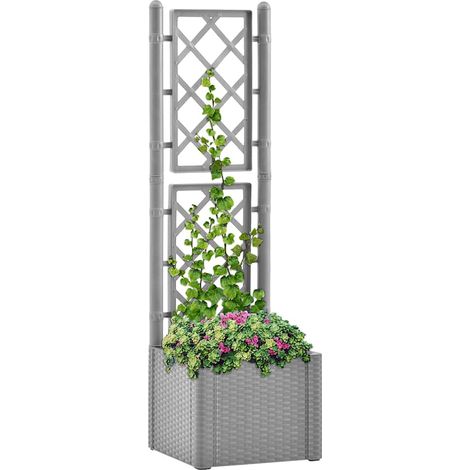 Garten-Hochbeet mit Spalier und Selbstbewässerungssystem Grau
