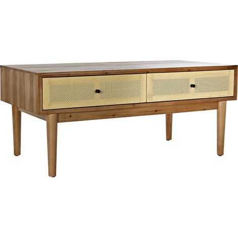 Table basse rotin marron élégance intemporelle - Marron chocolat aux nuances de rotin naturel (1/5)