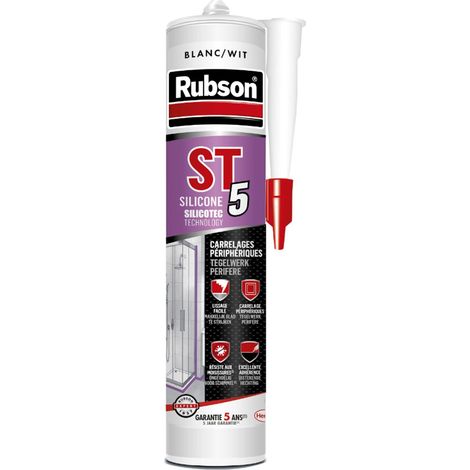 Rubson – Mastic sanitaire silicone à l'eau 300ml – Joints étanches pour carrelage et sanitaire – Résistant aux moisissures – Lissage facile (1/9)