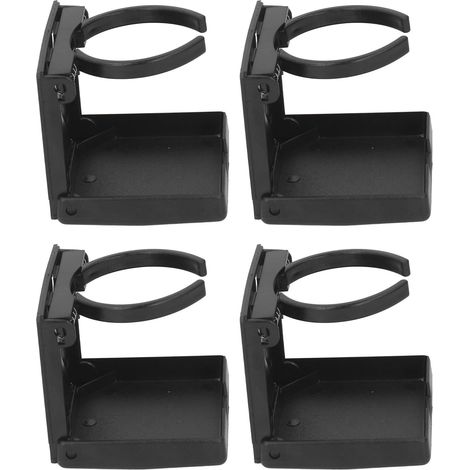 Lot de 4 porte-gobelets pliables et réglables pour camping-car, voiture, bateau, fixation verticale ou murale, noir