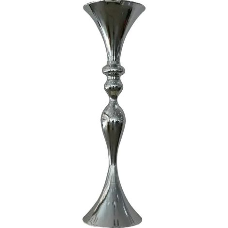 Jarrón de suelo, estilo moderno, construcción de metal resistente, color plata. (1/2)