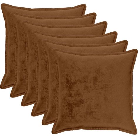 Lot de 6 housses de coussin HOUTEN - 80 × 80 cm - marron clair - flanelle