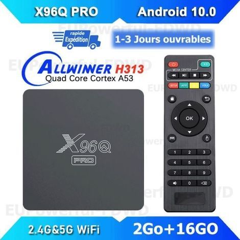 Android tv box X96Q PRO Boitier iptv Dual Wifi BT -2Go+16Go- Allwinner H313 6K , boitier multimedia Netflix Google Store (1/4)