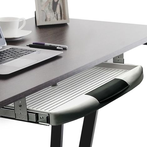 Bandeja para teclado  1 juego de cajones para teclado debajo del escritorio  Negro  Tablero extensible con compartimento de almacenamiento  Cajones y ranuras para teclado (1/5)