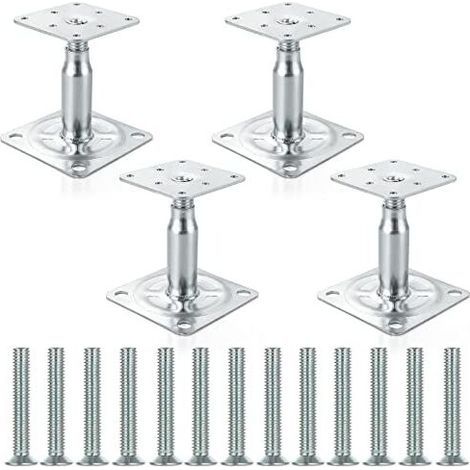 Lot de 4 supports de poteau surélevés galvanisés réglables de 100 à 150 mm, support de toit robuste pour construction (1/5)