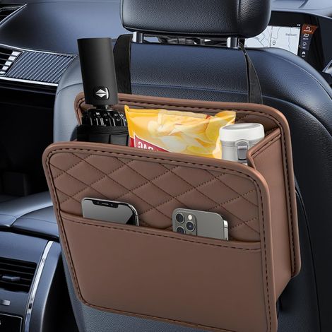 Organisateur de siège auto en cuir, protection dossier enfant, étanche, avec sangles réglables. (1/5)