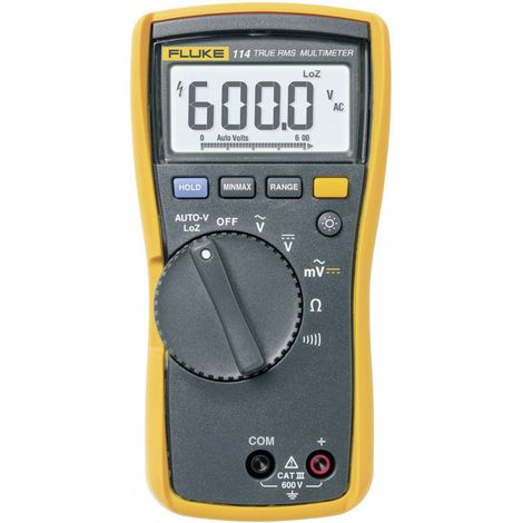 Fluke – Multimètre numérique 6000 points – CAT III 600 V – True RMS – Rétroéclairage LED – Pour tests électriques domestiques et industriels