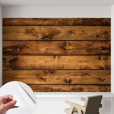 Papier peint autocollant adhésif avec motifs pour salon et chambre accessoire stylé pour votre intérieur Planches de bois 152x104 cm (1/5)