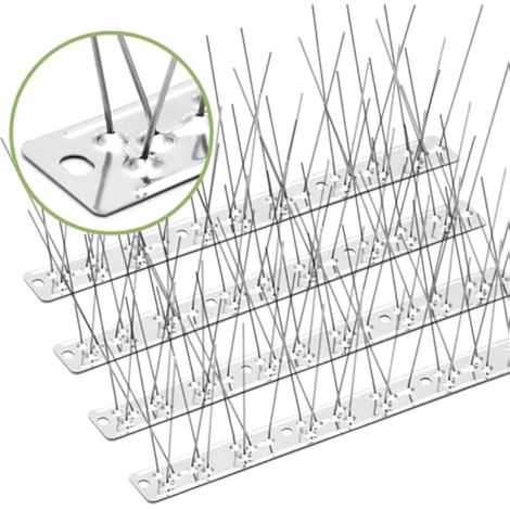 Lot de 74 pics anti-pigeons en acier inoxydable pour l'extérieur pour éloigner les oiseaux - Couverture de 18,3 m - Piques de prévention des fils pour petits oiseaux et écureuils pour clôture, (1/5)