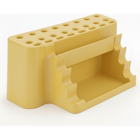 Organizador de pinceles, soporte amarillo con bandeja, 26 plazas (1/3)