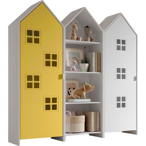 Pack - Étagère & 2 Armoires "Casami Bruges" 171cm Jaune & Blanc (1/2)
