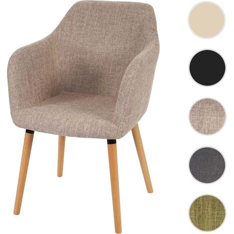 Chaise de séjour / salle à manger Malmö T381 / style rétro des années 50 / tissu, crème / gris
