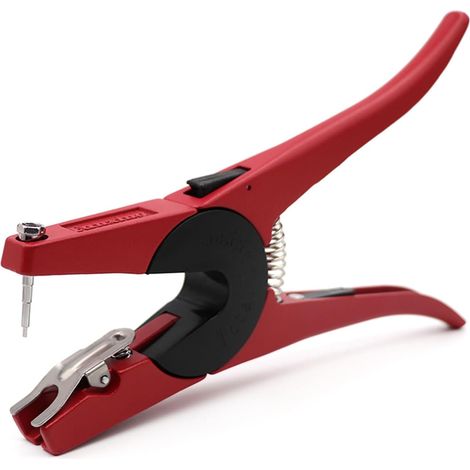 Pince Applicateur pour éTiquettes D'Oreille pour BéTail, Cochon, ChèVre, Mouton, Animaux - Outil Universel - Pince Perforatrice - Fournitures Agricoles (Rouge) (1/5)