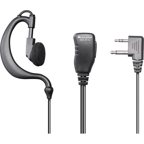 Midland MA21-LI Auricolare e microfono con braccio, supporto 2 pin, microfono PTT, interruttore VOX, compatibile con Walkie Talkie G5/G7/G8/G9