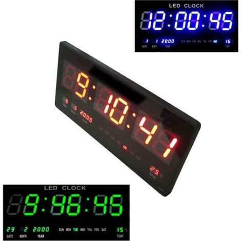 Trade Shop - Pared De Pared De Pared De Pared De Pared Led Azul Rojo Fecha De Temperatura -