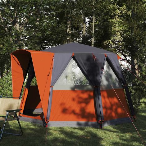 Tienda de campaña para 3 personas con techo Gris y naranja