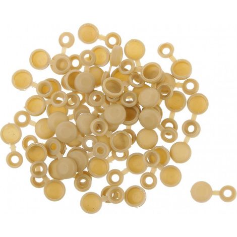 Packung mit 50 Polypropylen-Schraubkappen für Scharnierdeckel, Unterlegscheiben, Kippdeckel, beige (1/4)