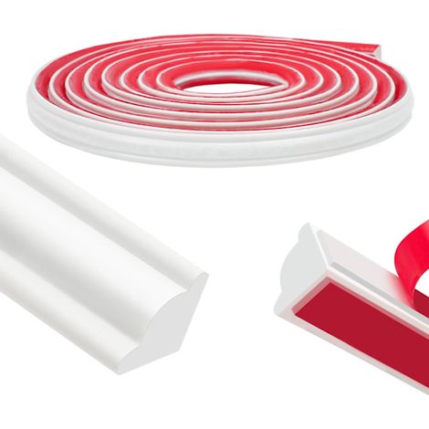 Plinthe souple auto-adhésive en PVC, bande de finition flexible de 5 m - Bande auto-adhésive pour sols stratifiés, murs, plafonds (12 x 9 mm) (1/5)